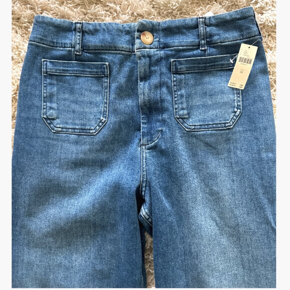 NWT The Colette Cropped High-Rise Wide-Leg Jeans by Maeve - Picture 2 of 4